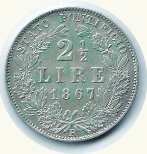 reverse: ROMA - Pio IX - 2 e 1/2 Lire 1867.