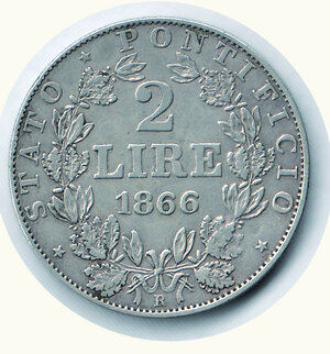 reverse: ROMA - Pio IX (1846-1870) - 2 Lire 1866/XXI.