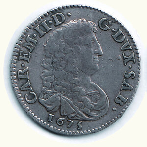 obverse: SAVOIA - Carlo Emanuele II - Lira 1675 - Cudazzo 925.