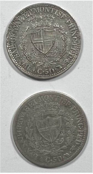 reverse: CARLO FELICE - 50 Centesimi 1823 e 1826