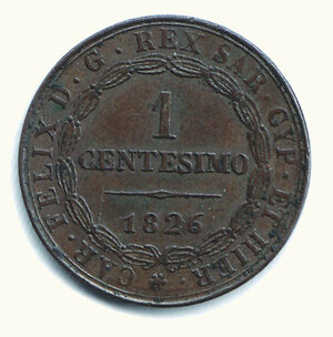reverse: CARLO FELICE - Centesimo 1826 - Torino 