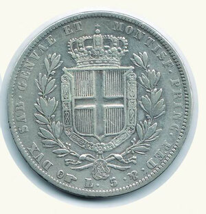 reverse: CARLO ALBERTO - 5 Lire 1837 To.