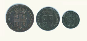 reverse: CARLO ALBERTO - Monetazione per la Sardegna - Serie cpl. da 5, 3 e 1 Cent.