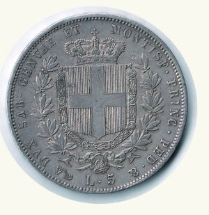 reverse: VITTORIO EMANUELE II - 5 Lire