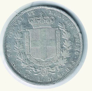 reverse: VITTORIO EMANUELE II -  5 Lire 1850 Ge.