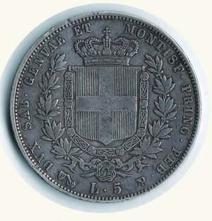 reverse: VITTORIO EMANUELE II -  5 Lire 1851 Ge - Antica patina.