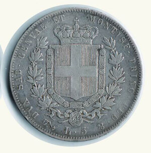 reverse: VITTORIO EMANUELE II -  5 Lire 1856 Ge