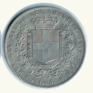 reverse: VITTORIO EMANUELE II -  5 Lire 1859 Ge.