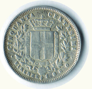 reverse: VITTORIO EMANUELE II - Re eletto - 50 Cent. 1860 - Zecca Firenze.