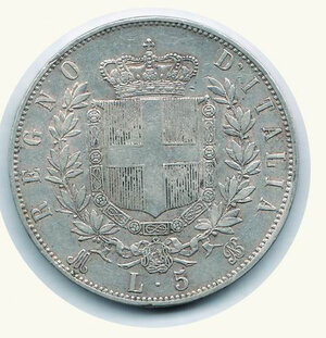 reverse: REGNO D’ITALIA - 5 Lire 1869 M - Gig. 39.