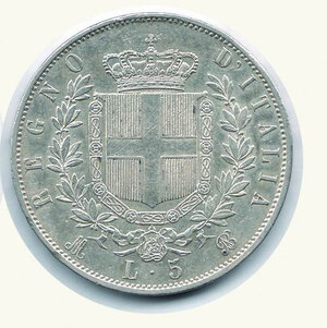 reverse: VITTORIO EMANUELE II - 5 Lire 1869 Mi.