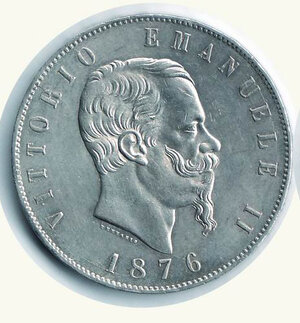 obverse: VITTORIO EMANUELE II - 5 Lire 1876 Roma.