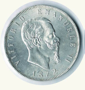 obverse: VITTORIO EMANUELE II - 5 Lire 1872 Mi.