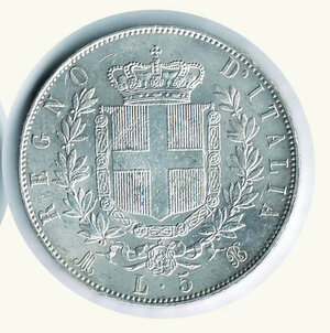 reverse: VITTORIO EMANUELE II - 5 Lire 1872 Mi.