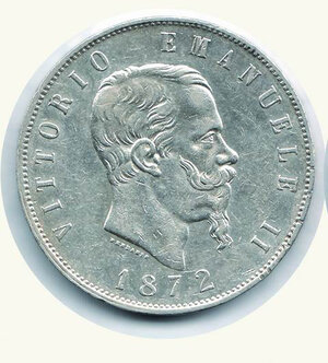 obverse: VITTORIO EMANUELE II - 5 Lire 1872 Mi.