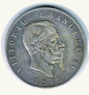 obverse: VITTORIO EMANUELE II - 5 Lire 1875 Roma