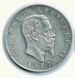 obverse: REGNO D’ITALIA - 5 Lire 1877R - Fondi lucenti - Gig. 52.