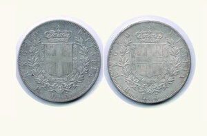 reverse: VITTORIO EMANUELE II - 5 Lire 1877 e 1878