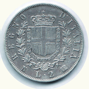 reverse: VITTORIO EMANUELE II - 2 Lire 1863 Na - Stemma.