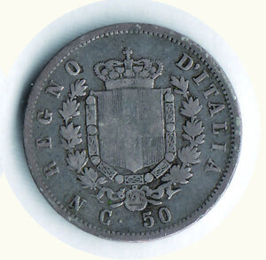 reverse: VITTORIO EMANUELE II - 50 Centesimi 1862 Napoli