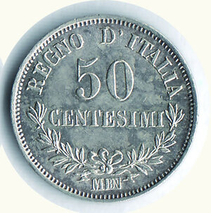 reverse: VITTORIO EMANUELE II - 50 Cent. 1863 Mi - Valore.