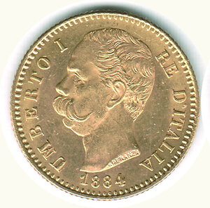 obverse: UMBERTO I - 20 Lire  1884 - Fondi lucenti.