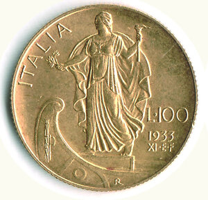 obverse: VITTORIO EMANUELE III - 100 Lire - Italia su prora 1933/XI.