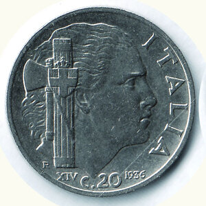 obverse: VITTORIO EMANUELE III - 20 Cent. 1936.