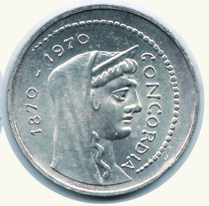reverse: REPUBBLICA ITALIANA - 1000 Lire 1970 - Concordia.