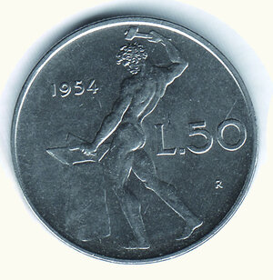obverse: REPUBBLICA - 50 Lire 1954.