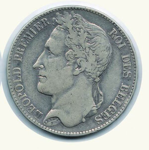 reverse: BELGIO - Leopoldo I (1835-1865) - 5 Franchi 1838.