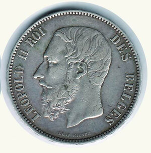 reverse: BELGIO - Leopoldo II - 5 Fr. 1876.