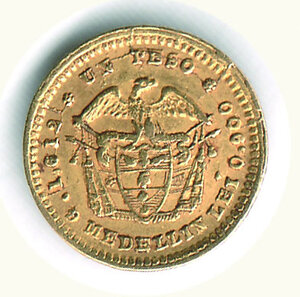 reverse: COLOMBIA - Stati Uniti di Colombia (1862-1886) - 1 Peso 1872 - Zecca di Medellin.