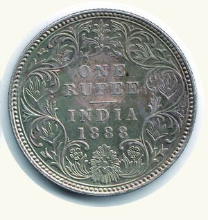 reverse: INDIA BRITANNICA - Vittoria Imperatrice - Rupia 1888 Bombay - Praticamente FDC, patinata - Stevens 6.107.