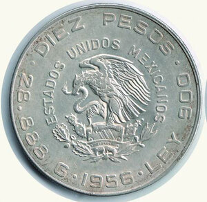 obverse: MESSICO - 10 Pesos 1956 