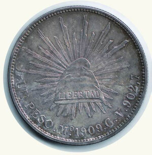 obverse: MESSICO - Peso 1909 Mexico City
