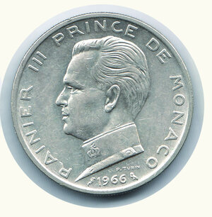 reverse: MONACO - Ranieri III - 5 Francs 1966 - KM 141.