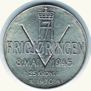 obverse: NORVEGIA - 25 Corone 1970 - 25° della Liberazione.