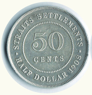 obverse: STRAITS SETTLEMENTS - Edoardo VII - 50 Cent. 1908.