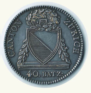 reverse: SVIZZERA - Cantone di Zurigo - 40 Batzen 1813 - Patinata.