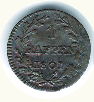 obverse: SVIZZERA - Repubblica Elvetica - Rappen 1801 - Alfa 3.