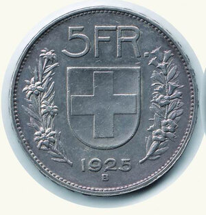 obverse: SVIZZERA - Confederazione - 5 Fr. 1925.