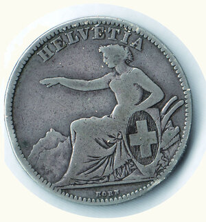 reverse: SVIZZERA - Confederazione - 2 Franchi 1860 - Colpetto ore 9.