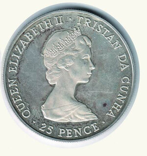 reverse: TRISTAN DA CUNHA - Elisabetta II - 25 Pence 1980.