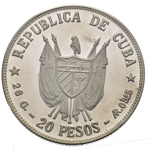 reverse: CUBA. 20 Pesos 1977. Ag (26,10 g). Proof