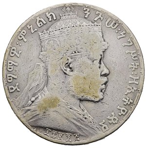 obverse: ETIOPIA. Menelik II (1889-1913). 1 Birr. Ag. MB