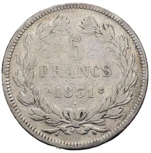 reverse: FRANCIA. Luigi Filippo. 5 Francs 1831. Ag. MB