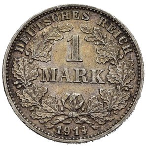 reverse: GERMANIA. 1 Mark 1914 G. Ag. SPL