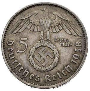 reverse: GERMANIA. Terzo Reich. 5 reichsmark 1938 A. Ag. BB