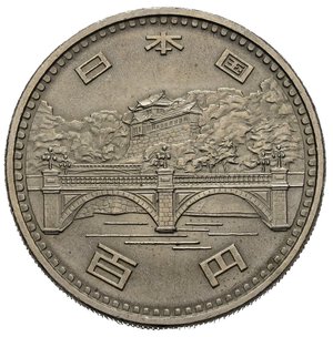 reverse: GIAPPONE. 100 Yen 1976 (51). 50th Anniversary of Hirohito s enthronement. Ni. qFDC